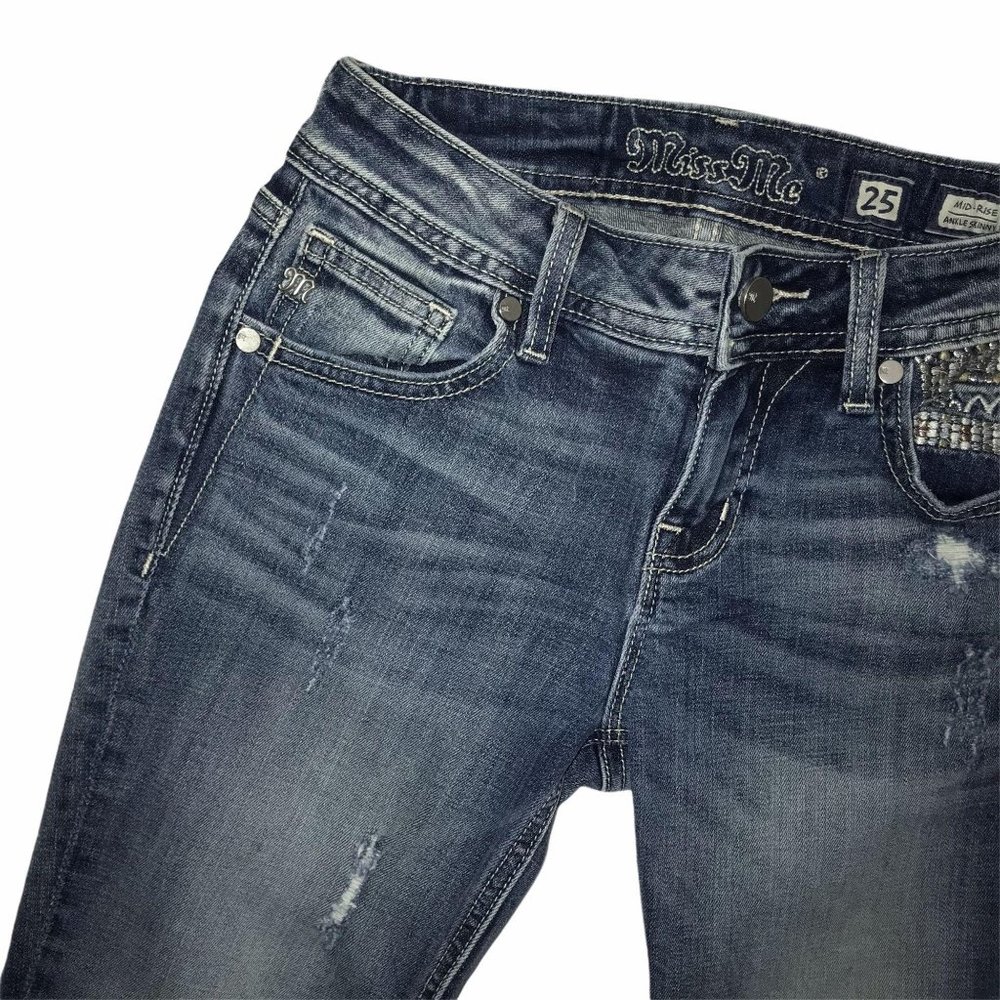 Miss Me Distressed Medium Skinny Ankle Jeans 25 23 - Picture 4 of 12
